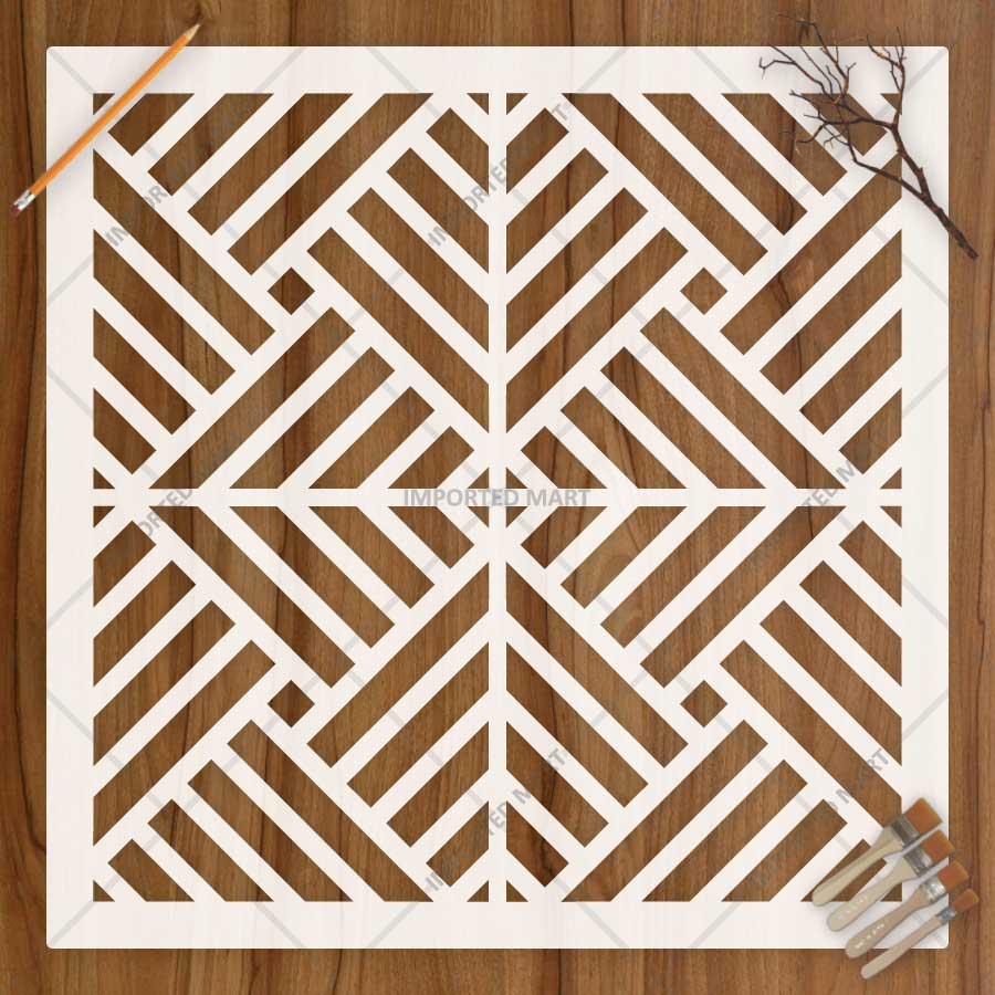 Art Deco Geometric Maze Stencil for Wall, Floor, Wood & Tile Decor β Reusable Linear Pattern β ID# 765