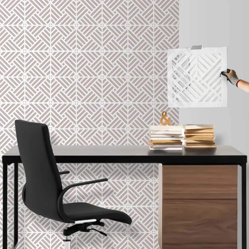Art Deco Geometric Maze Stencil for Wall, Floor, Wood & Tile Decor β Reusable Linear Pattern β ID# 765 - Image 6