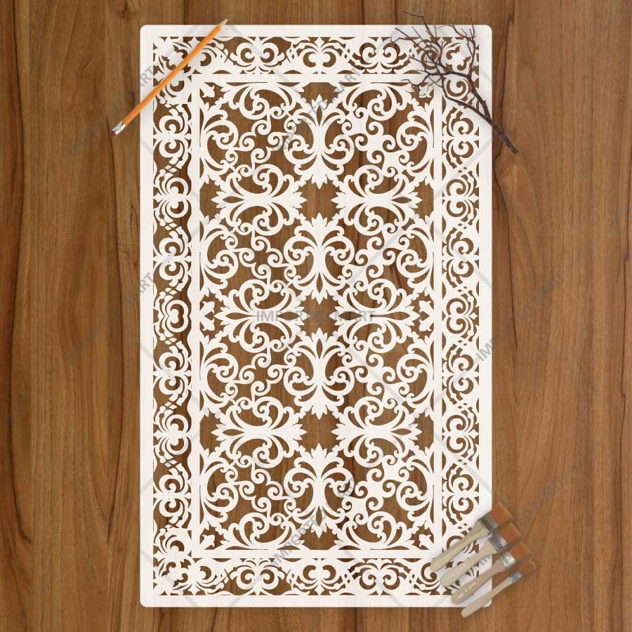 Baroque Filigree Wall & Furniture Stencil – Ornamental Vintage Scroll Pattern Design – ID# 747
