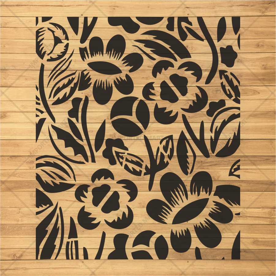 Bold Wildflower Stencil for Wall, Wood & Fabric Art β Handcut Floral Garden Design β ID# 688 - Image 2