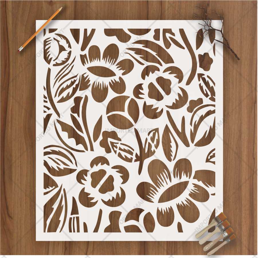 Bold Wildflower Stencil for Wall, Wood & Fabric Art β Handcut Floral Garden Design β ID# 688 - Image 3