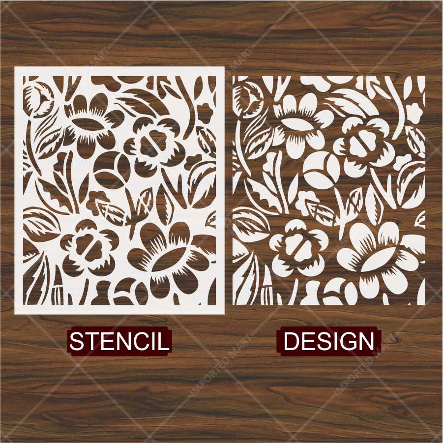 Bold Wildflower Stencil for Wall, Wood & Fabric Art β Handcut Floral Garden Design β ID# 688 - Image 4