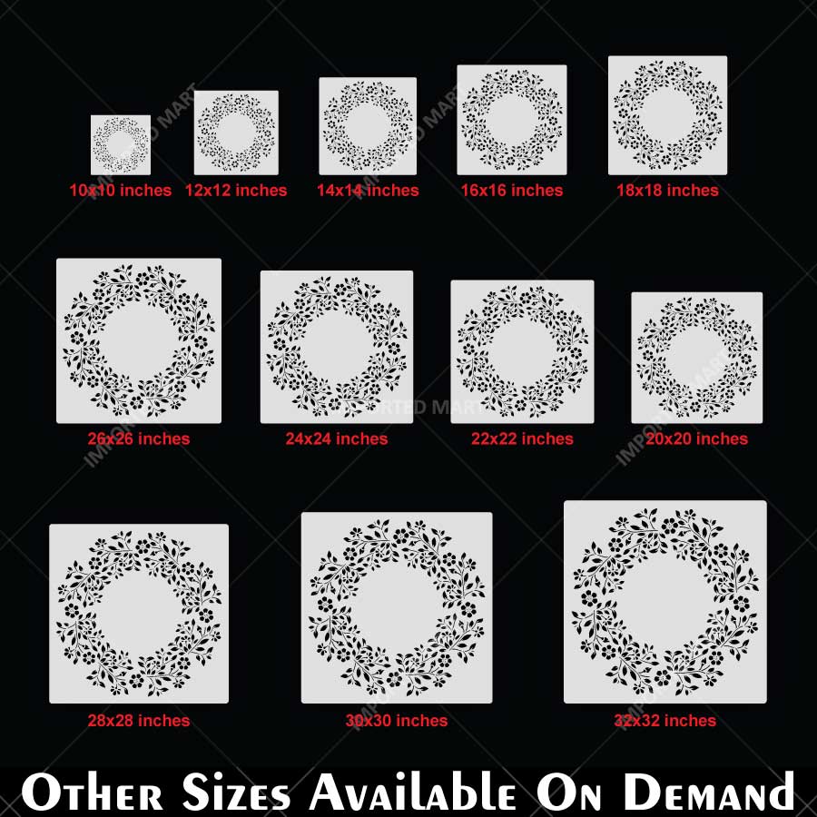 Botanical Circle Wreath Stencil for Wall, Wood & Fabric Art – Floral Ring Frame Design – ID# 763 - Image 5