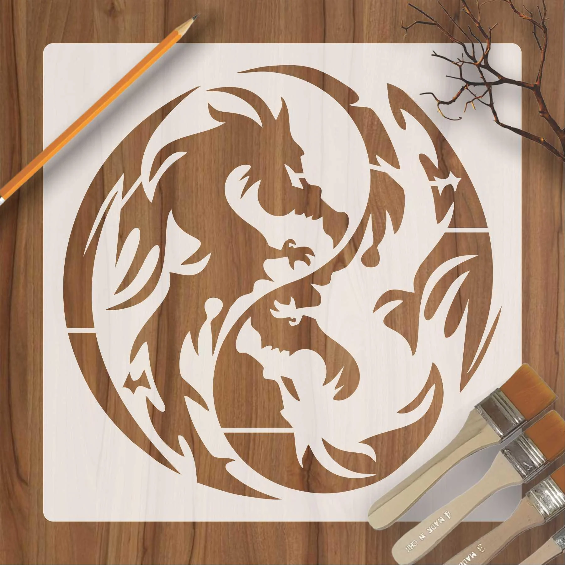 Chinese Dragon Reusable Stencil for Canvas and wall painting.ID# 436