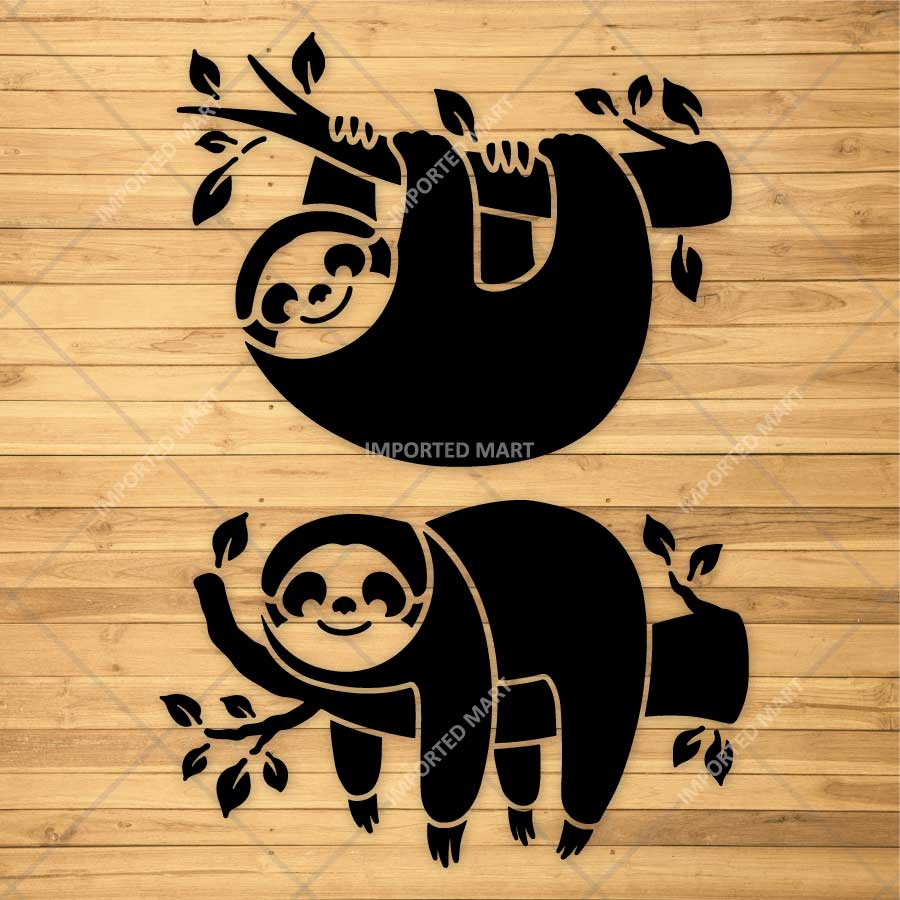 Cute Sloth Stencil for Wall, Kids Room & Furniture β Hanging Sloth Animal Design β ID# 782 - Image 2