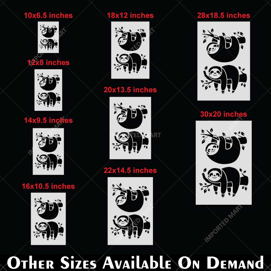 Cute Sloth Stencil for Wall, Kids Room & Furniture β Hanging Sloth Animal Design β ID# 782 - Image 4