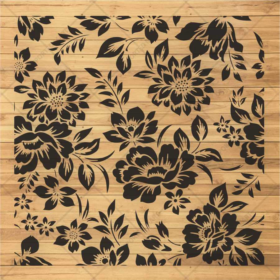 Dense Floral Pattern Stencil for Walls, Fabric & Furniture β Full Surface Repeat Design β ID# 678 - Image 3