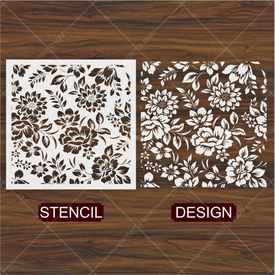 Dense Floral Pattern Stencil for Walls, Fabric & Furniture β Full Surface Repeat Design β ID# 678 - Image 4
