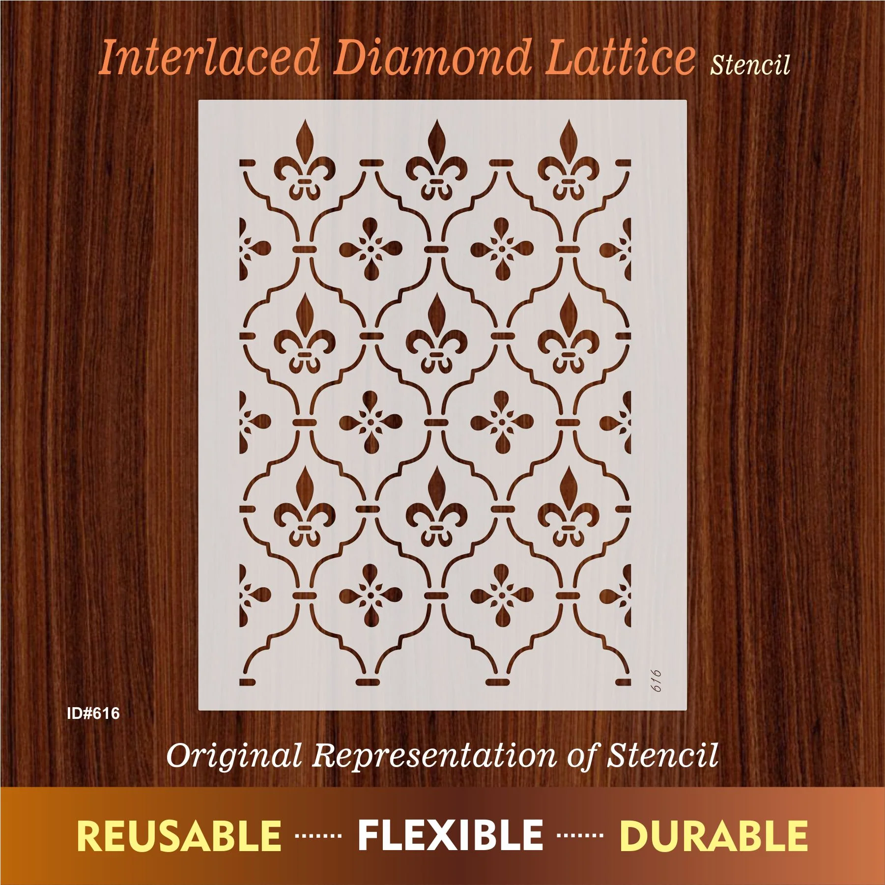 Elegant Fleur-de-Lis Trellis Pattern Stencil for Wall, Wood & Fabric Décor – ID# 616