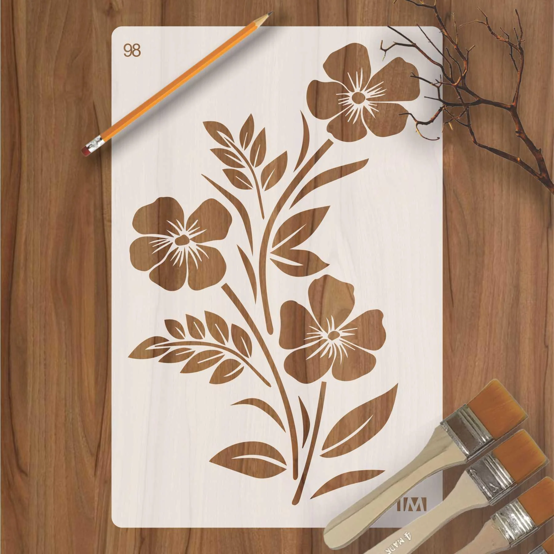 Fabric Flower Reusable Stencil for Canvas and wall painting.ID#98