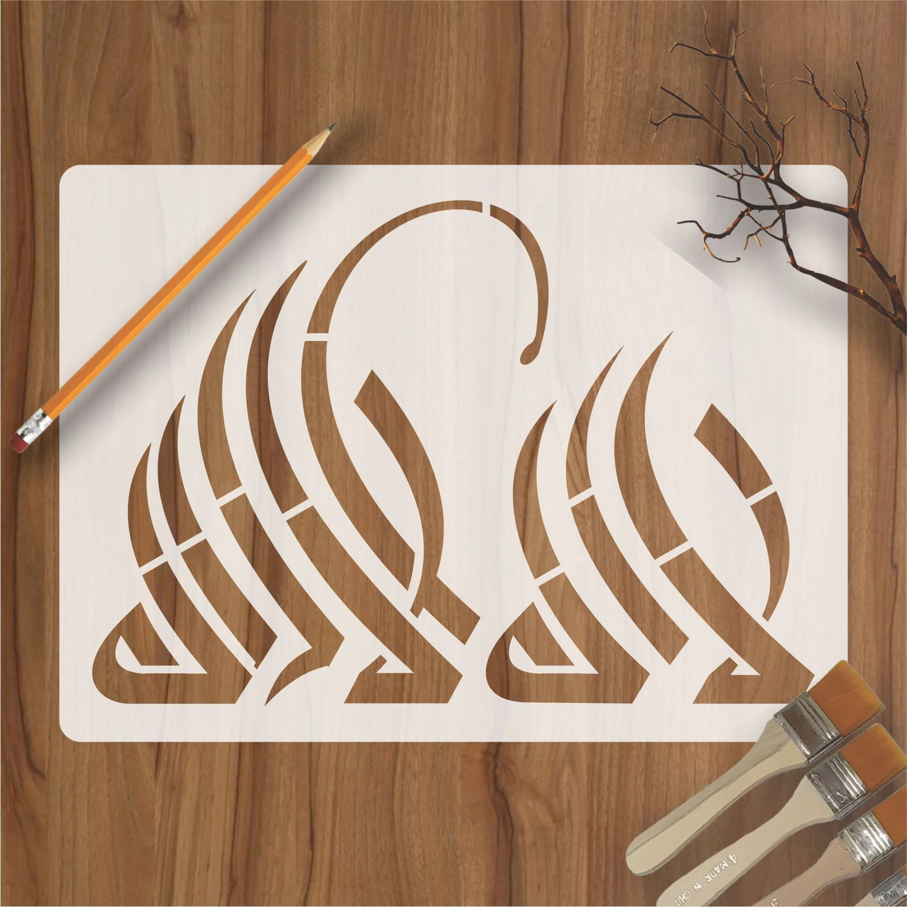 First Kalma(La Ilaha Illallah) Calligraphy Islamic Reusable Stencil for Canvas and wall painting.ID#4146
