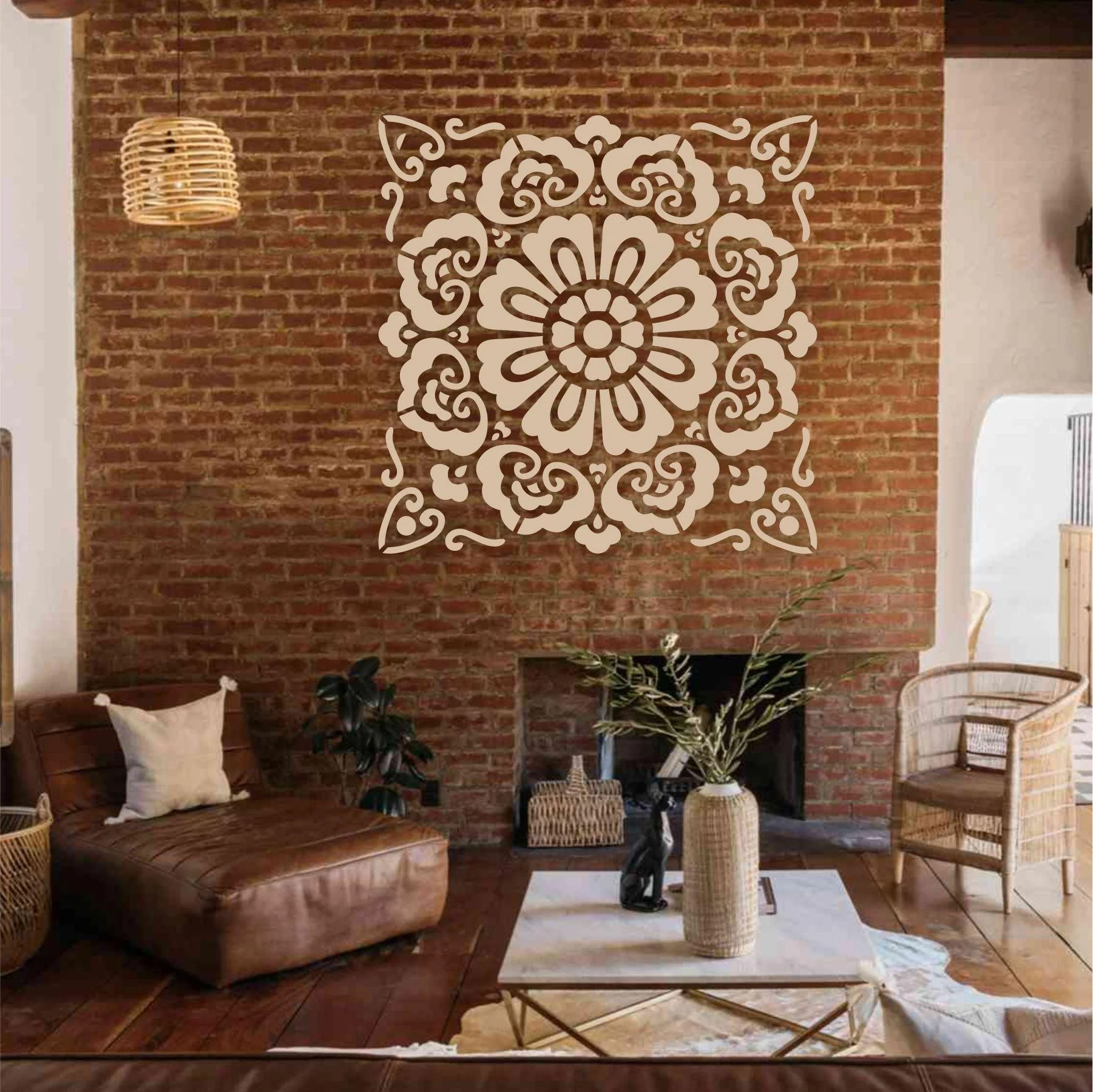 Floor Tile Pattern  Reusable Stencil For Canvas And Wall Painting.ID#203 - Image 3