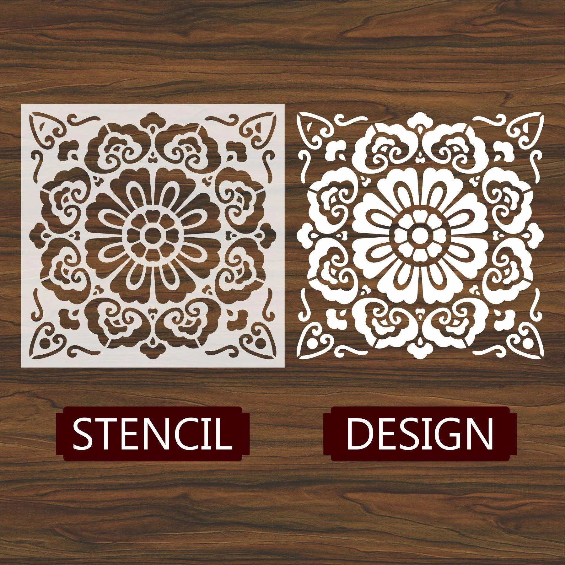 Floor Tile Pattern  Reusable Stencil For Canvas And Wall Painting.ID#203 - Image 4