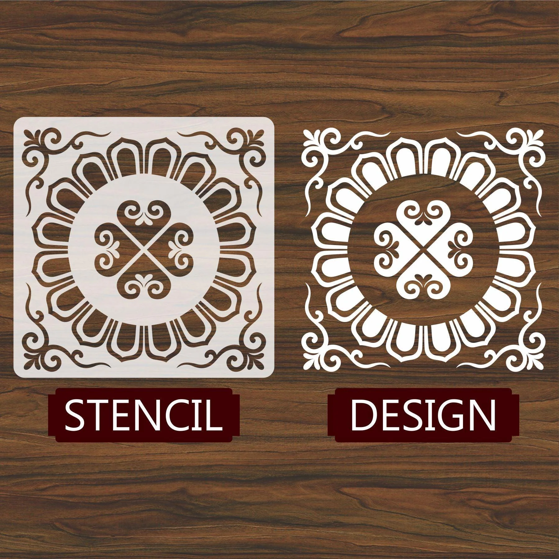 Floor Tile Pattern  Reusable Stencil For Canvas And Wall Painting.ID#202 - Image 4