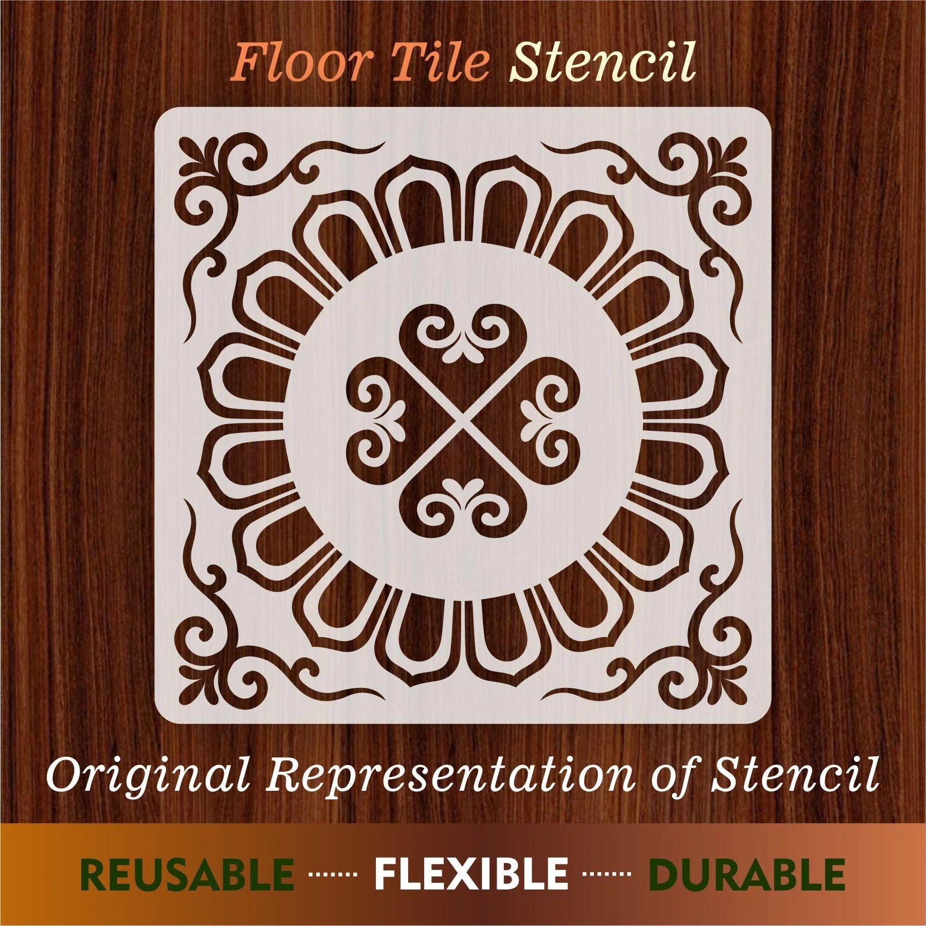 Floor Tile Pattern  Reusable Stencil For Canvas And Wall Painting.ID#202 - Image 6