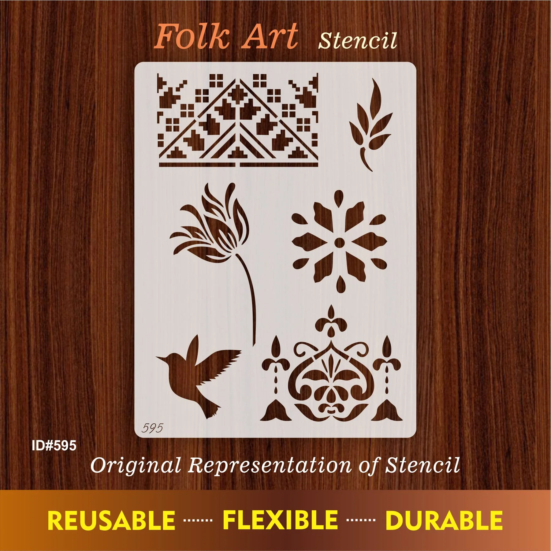 Floral & Bird Multi-Design Stencil for Wall, Wood, Fabric & Furniture Art – ID#595