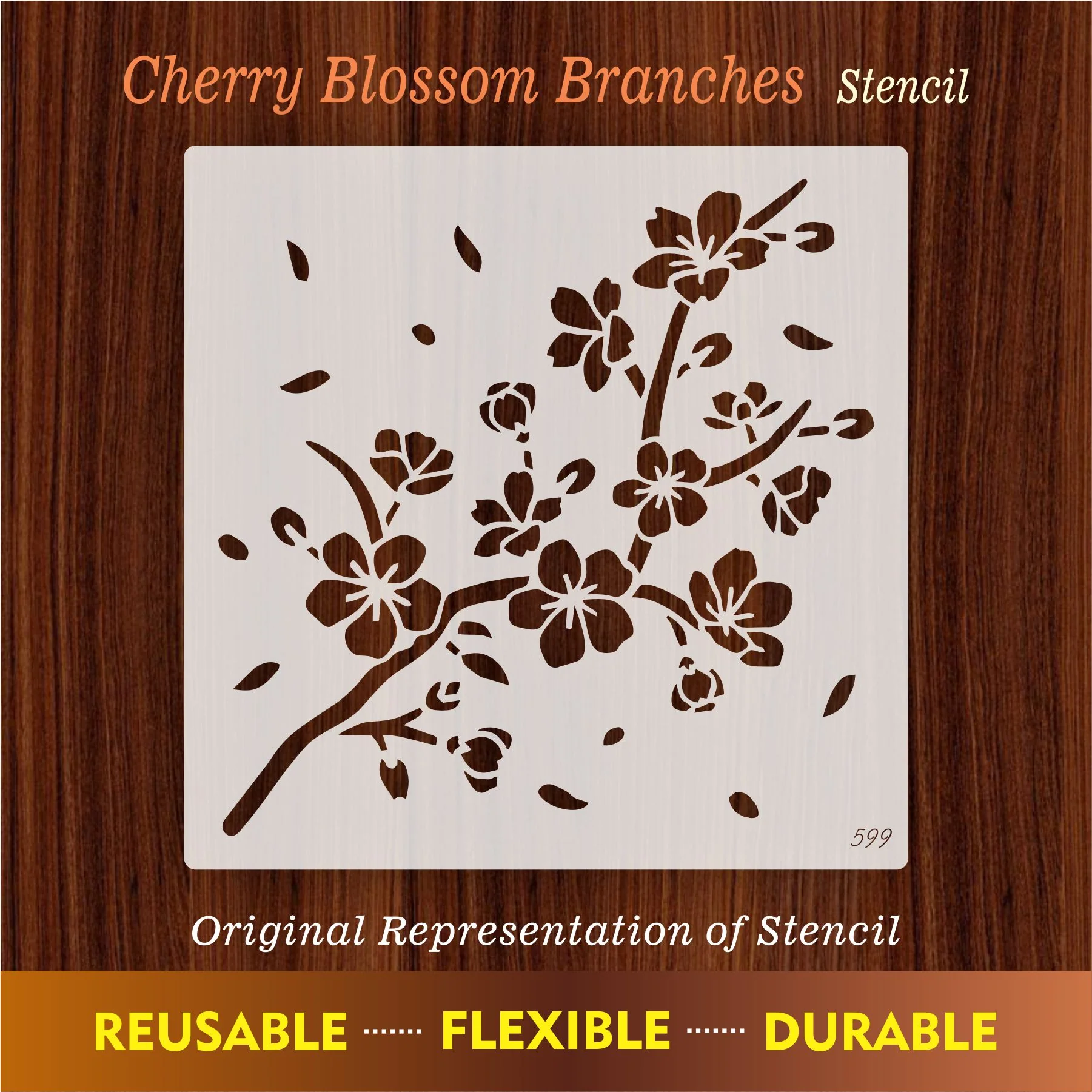 Floral & Bird Multi-Design Stencil for Wall, Wood, Fabric & Furniture Art – ID#595 - Image 9