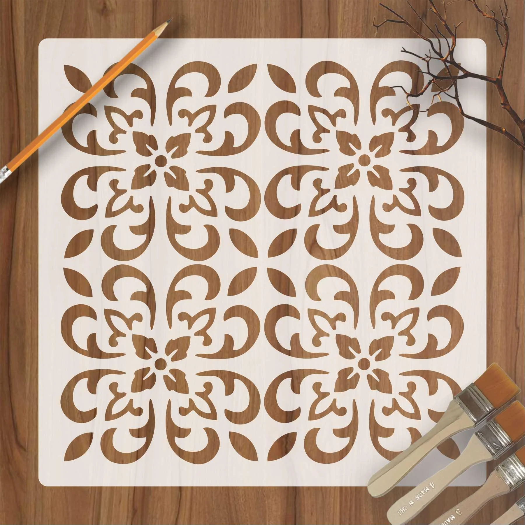 Floral Motif Reusable Stencil for Canvas and wall painting.ID#153