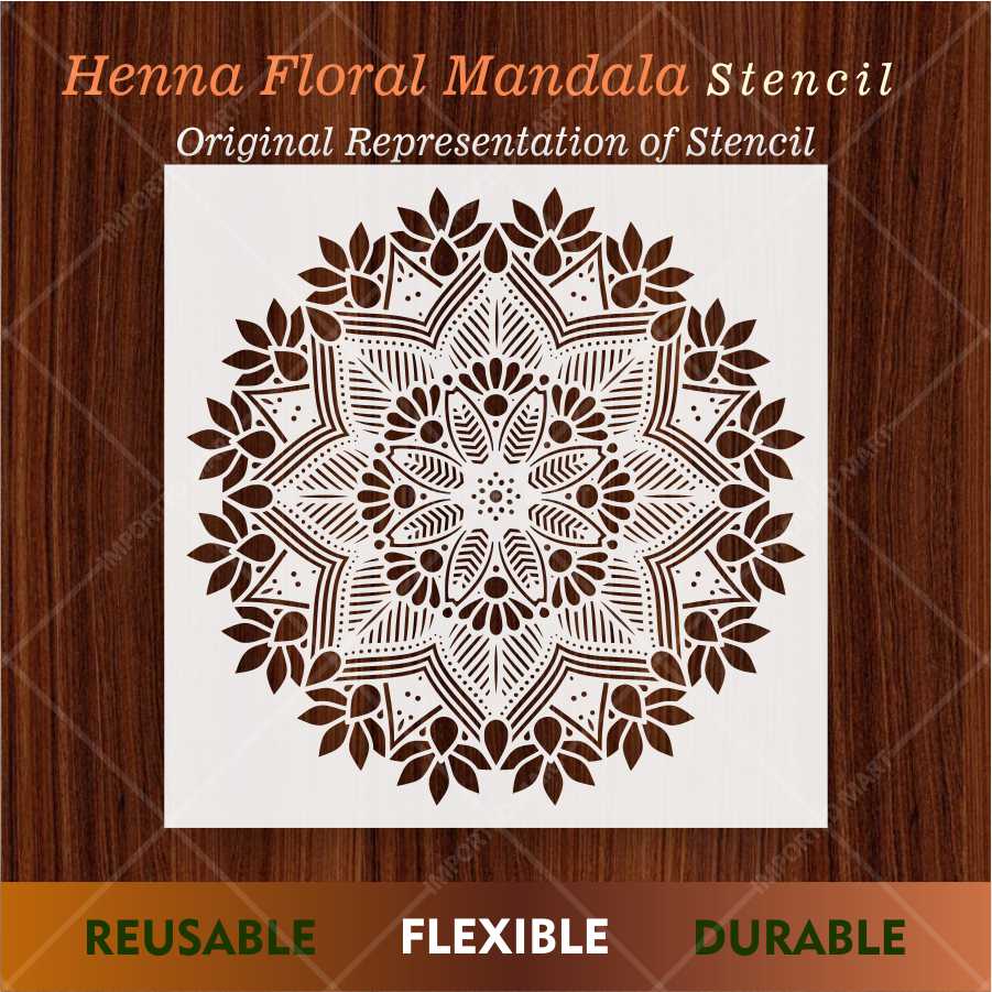 Floral Radiance Mandala Stencil for Wall & Floor Art β Round Boho Pattern β ID# 682