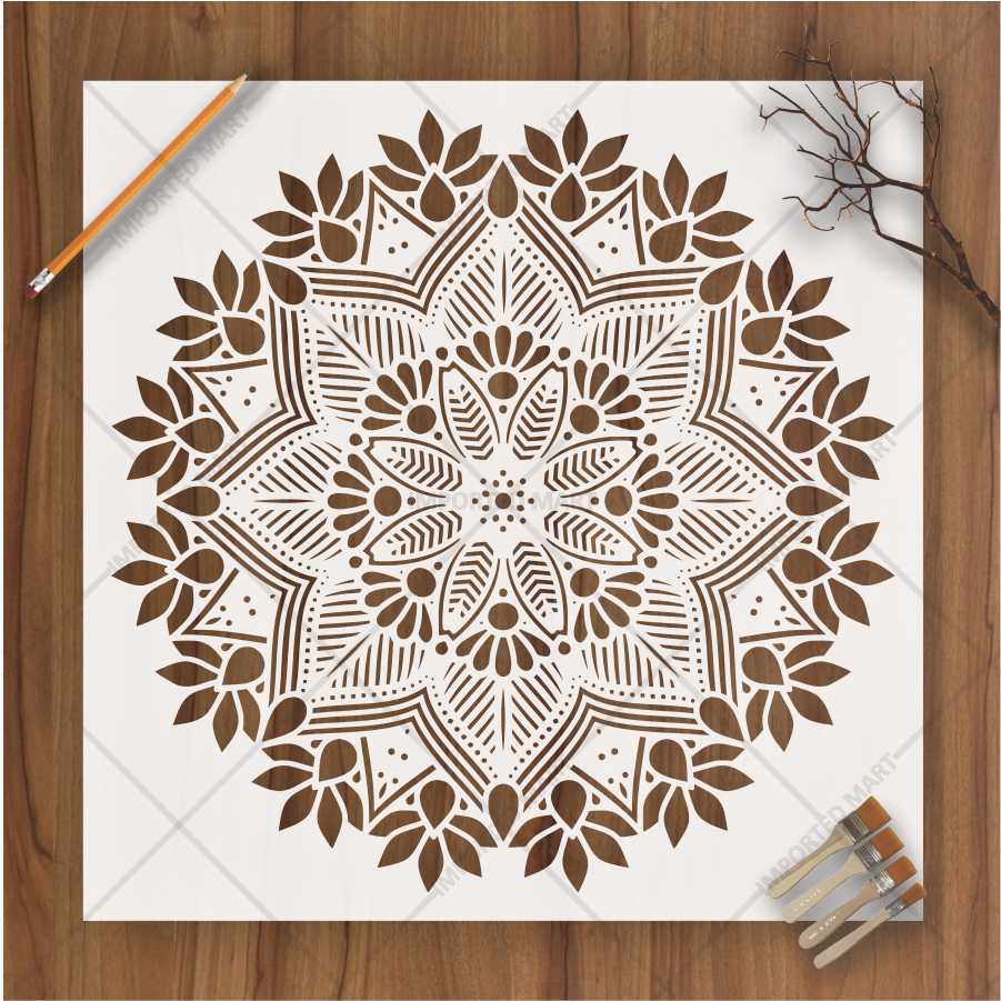 Floral Radiance Mandala Stencil for Wall & Floor Art β Round Boho Pattern β ID# 682 - Image 2