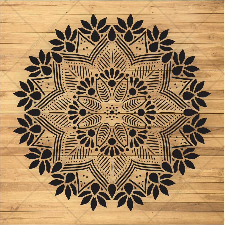 Floral Radiance Mandala Stencil for Wall & Floor Art β Round Boho Pattern β ID# 682 - Image 3