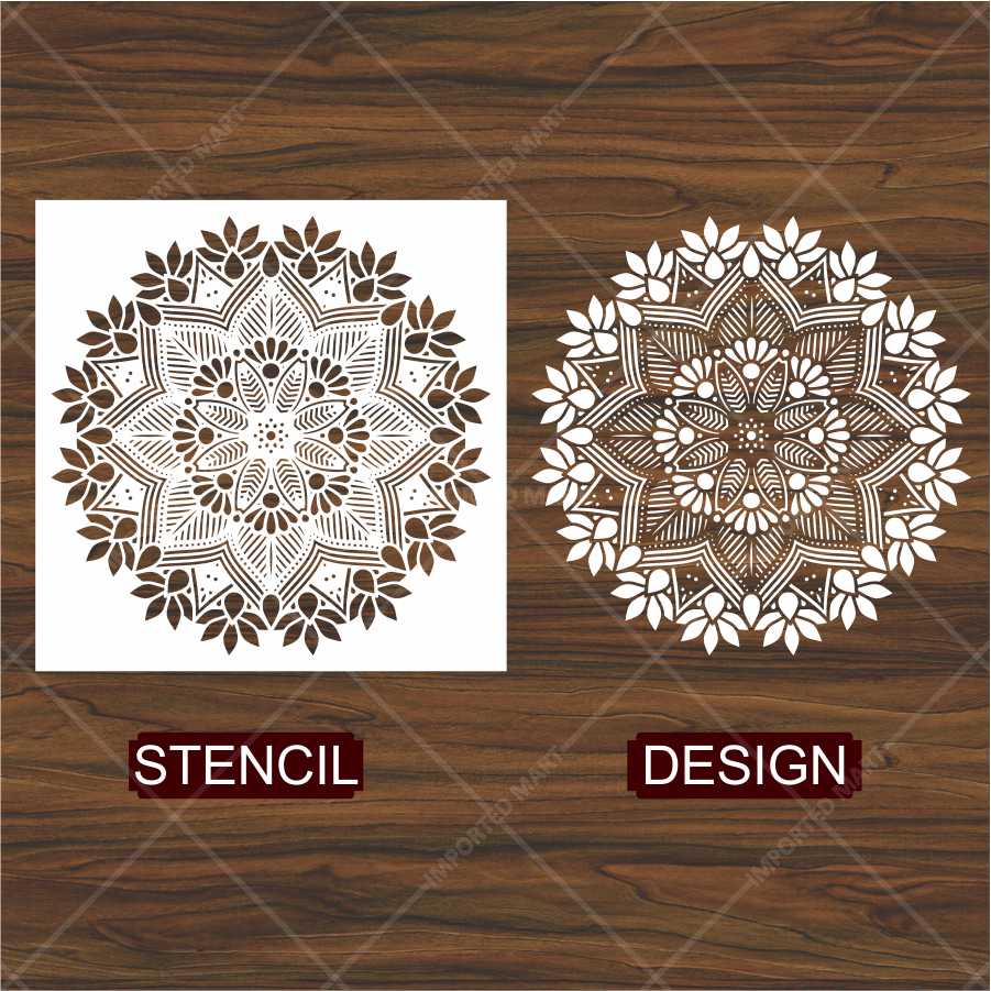 Floral Radiance Mandala Stencil for Wall & Floor Art β Round Boho Pattern β ID# 682 - Image 4