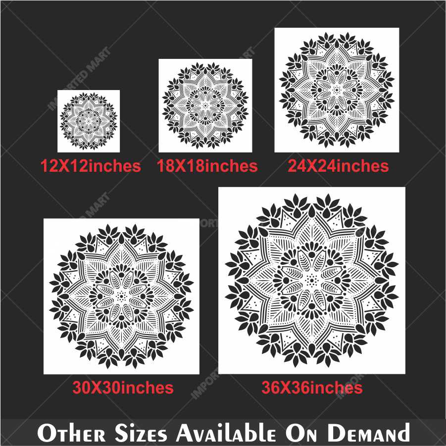 Floral Radiance Mandala Stencil for Wall & Floor Art β Round Boho Pattern β ID# 682 - Image 5