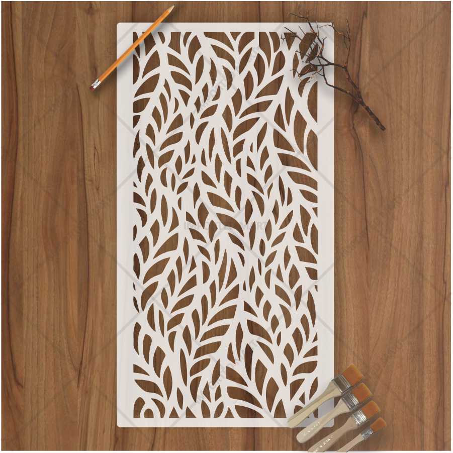 Flowing Botanical Leaf Stencil for Wall, Furniture & Fabric Art – Organic Nature Design – ID# 660 - Image 2