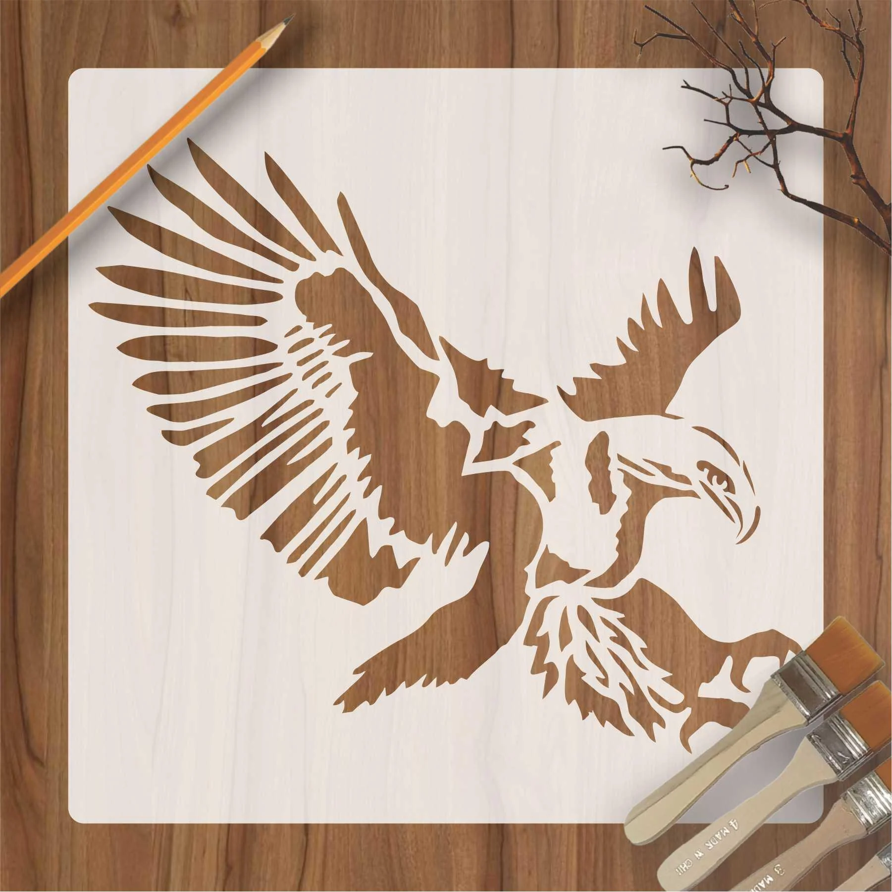 Flying Eagle Reusable Stencil for Canvas and wall painting.ID# 427