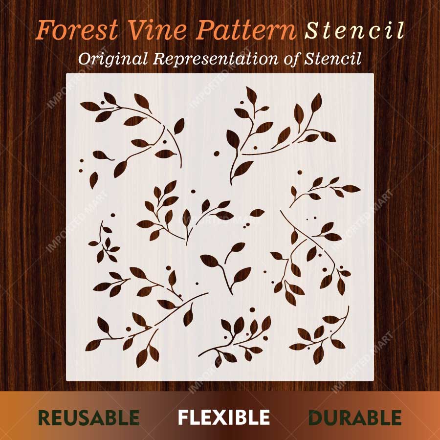 Forest Vine Stencil for Wall, Furniture & Fabric Art β Botanical Leaf Vine Pattern Design β ID# 764 - Image 2