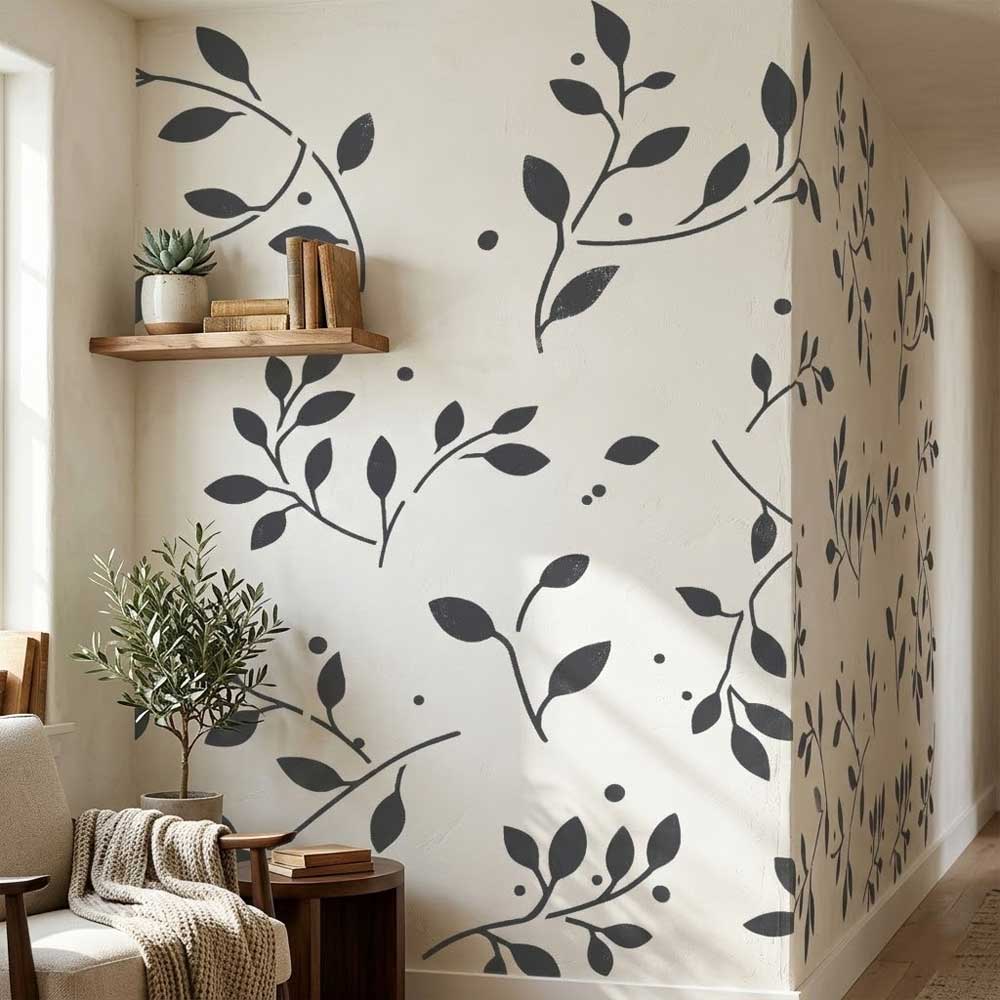 Forest Vine Stencil for Wall, Furniture & Fabric Art β Botanical Leaf Vine Pattern Design β ID# 764 - Image 6