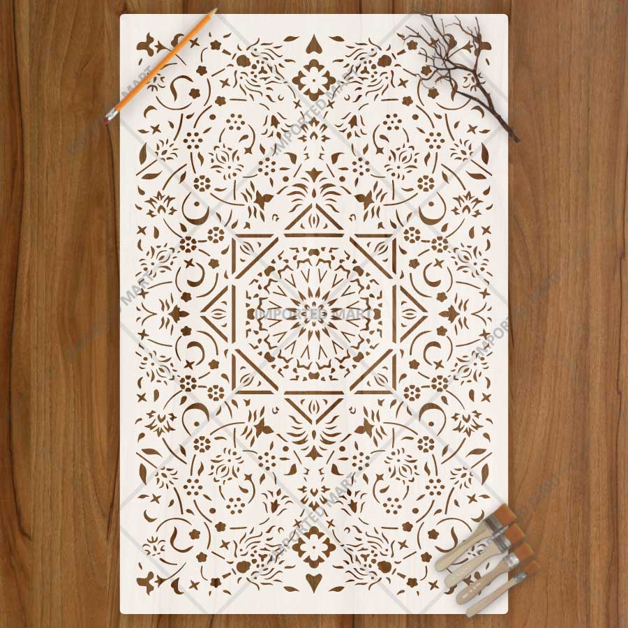 Geometric Arabesque Rug Stencil for Floor & Carpet Painting –  Design – ID# 757