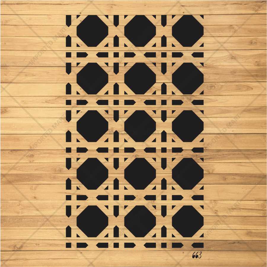 Geometric Lattice Pattern Stencil for Wall, Wood & Fabric Art β Modern Octagon Grid Design β ID# 663 - Image 3