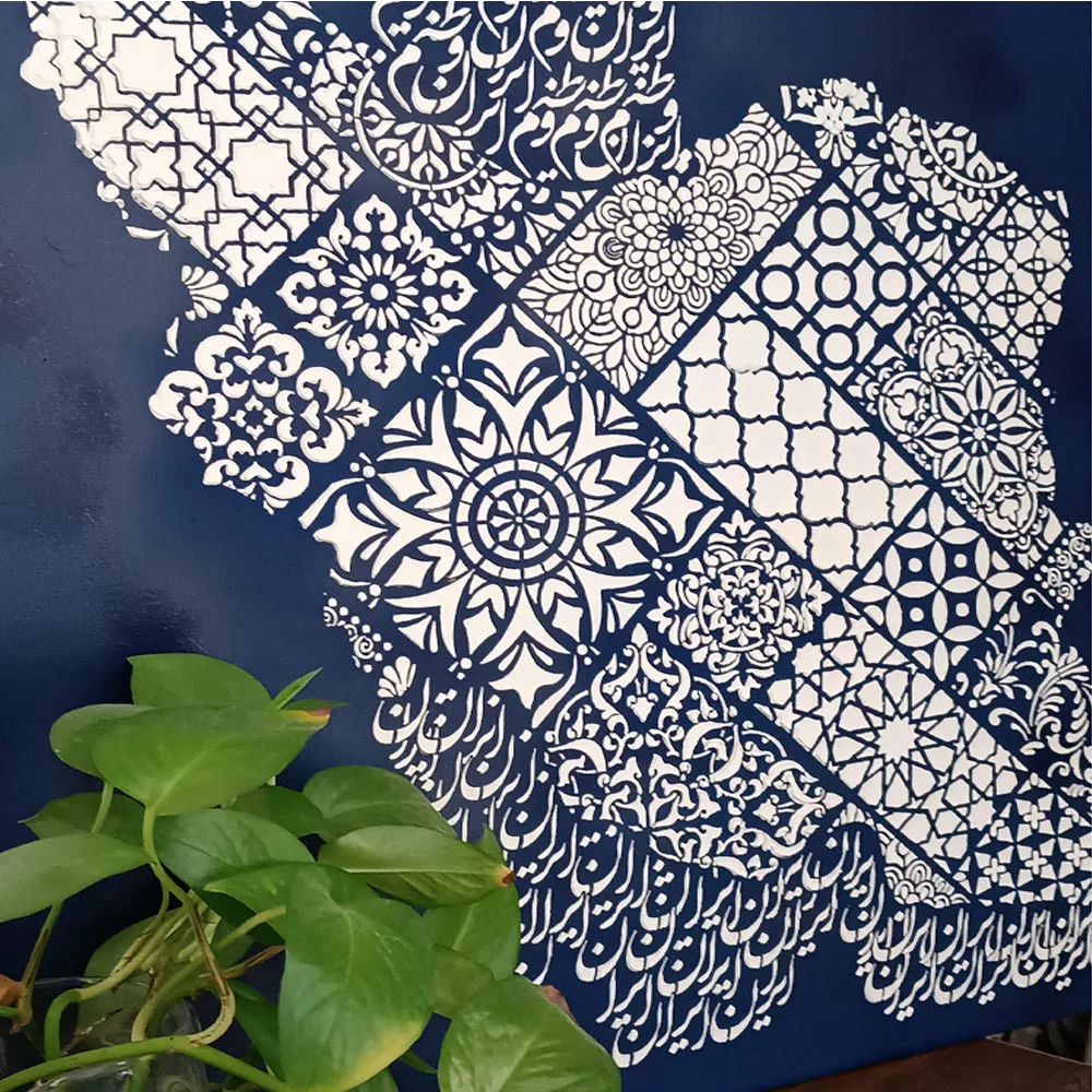 Geometric Persian Map Stencil for Wall, Furniture & Canvas Art – Iran Pattern Design – ID# 724 - Image 2