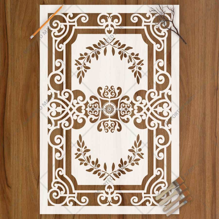 Grecian Filigree Frame Stencil for Wall, Furniture & Floor Décor – Classic Ornamental Border Design – ID# 732 - Image 2