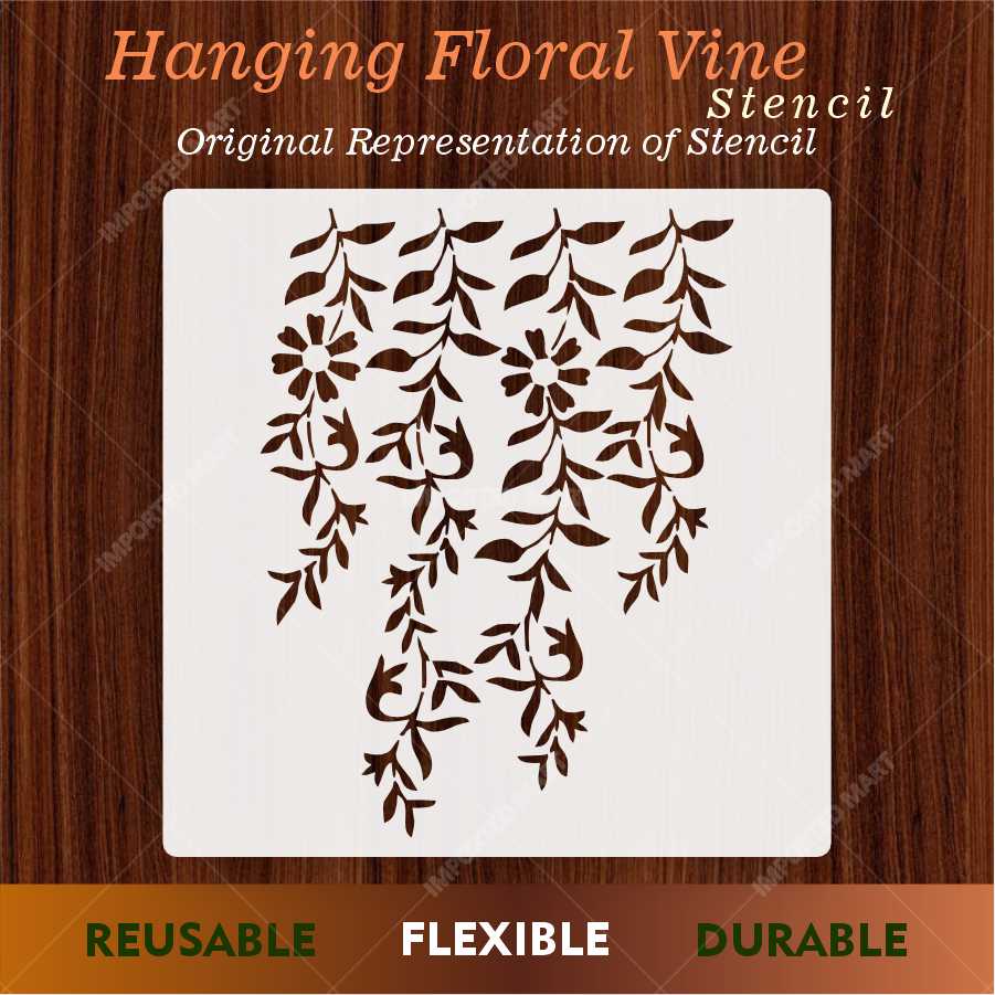 Hanging Floral Vines with Leaf Stencil β Botanical Wall Art Design ID#656