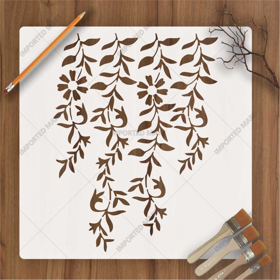 Hanging Floral Vines with Leaf Stencil β Botanical Wall Art Design ID#656 - Image 2