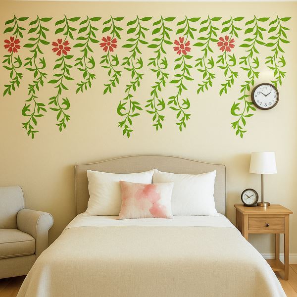 Hanging Floral Vines with Leaf Stencil β Botanical Wall Art Design ID#656 - Image 6