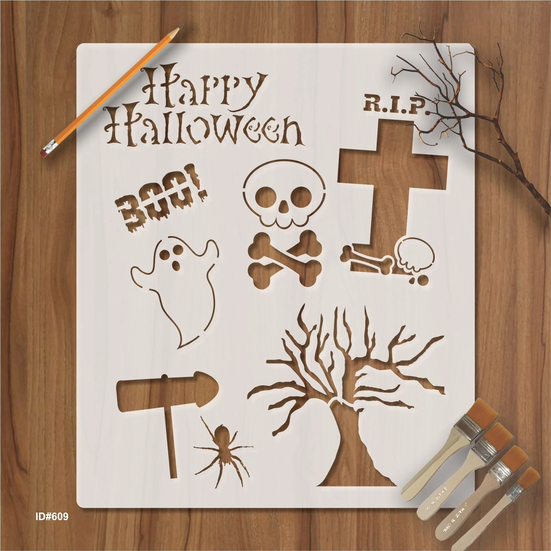 Happy Halloween Stencil Painting Scrapbook Coloring Embossing Album Decor ID# 609