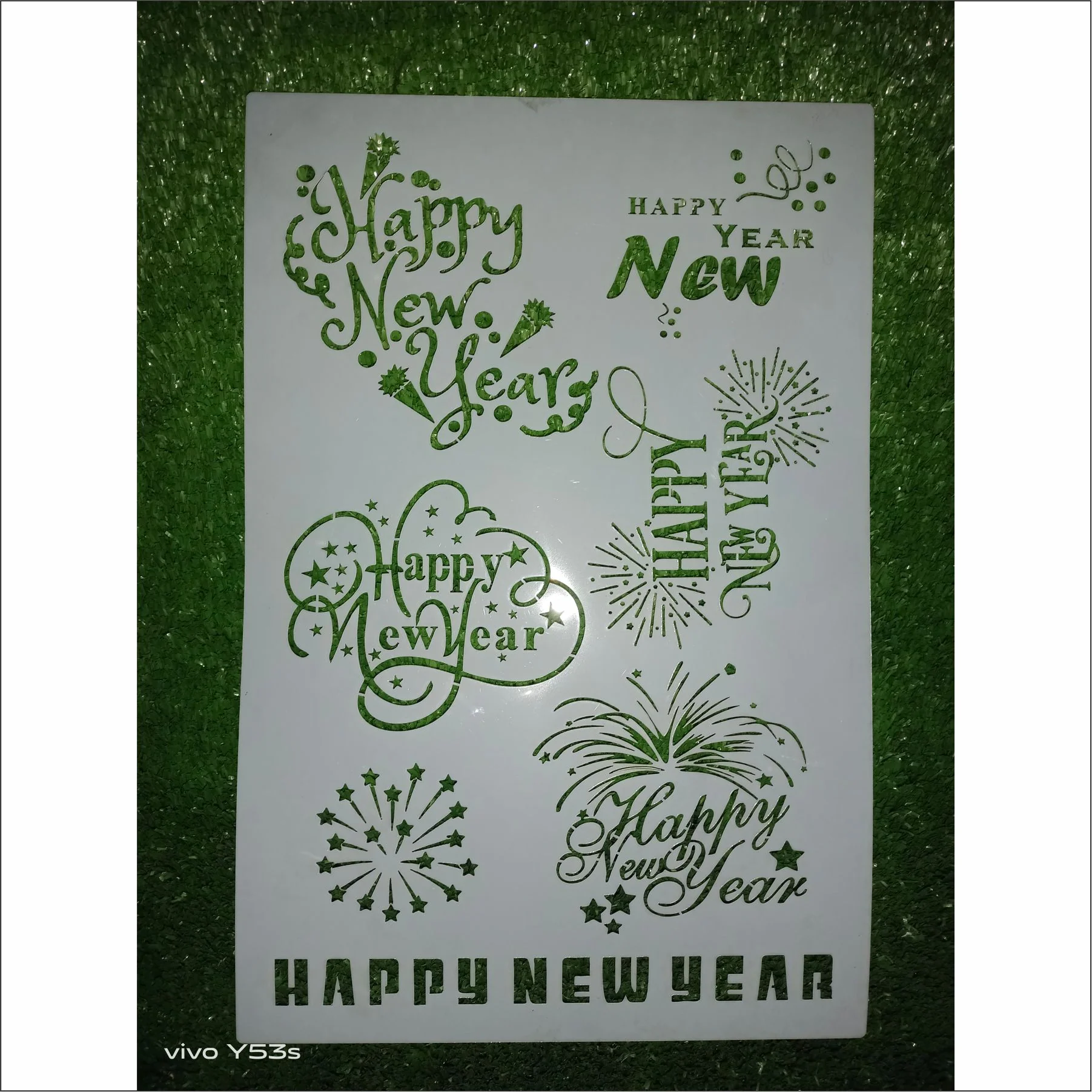 Happy New Year Stencil - Reusable Stencils for Painting - Create DIY Happy New Year Stars Decorative Paper Card Template. ID #583 - Image 5