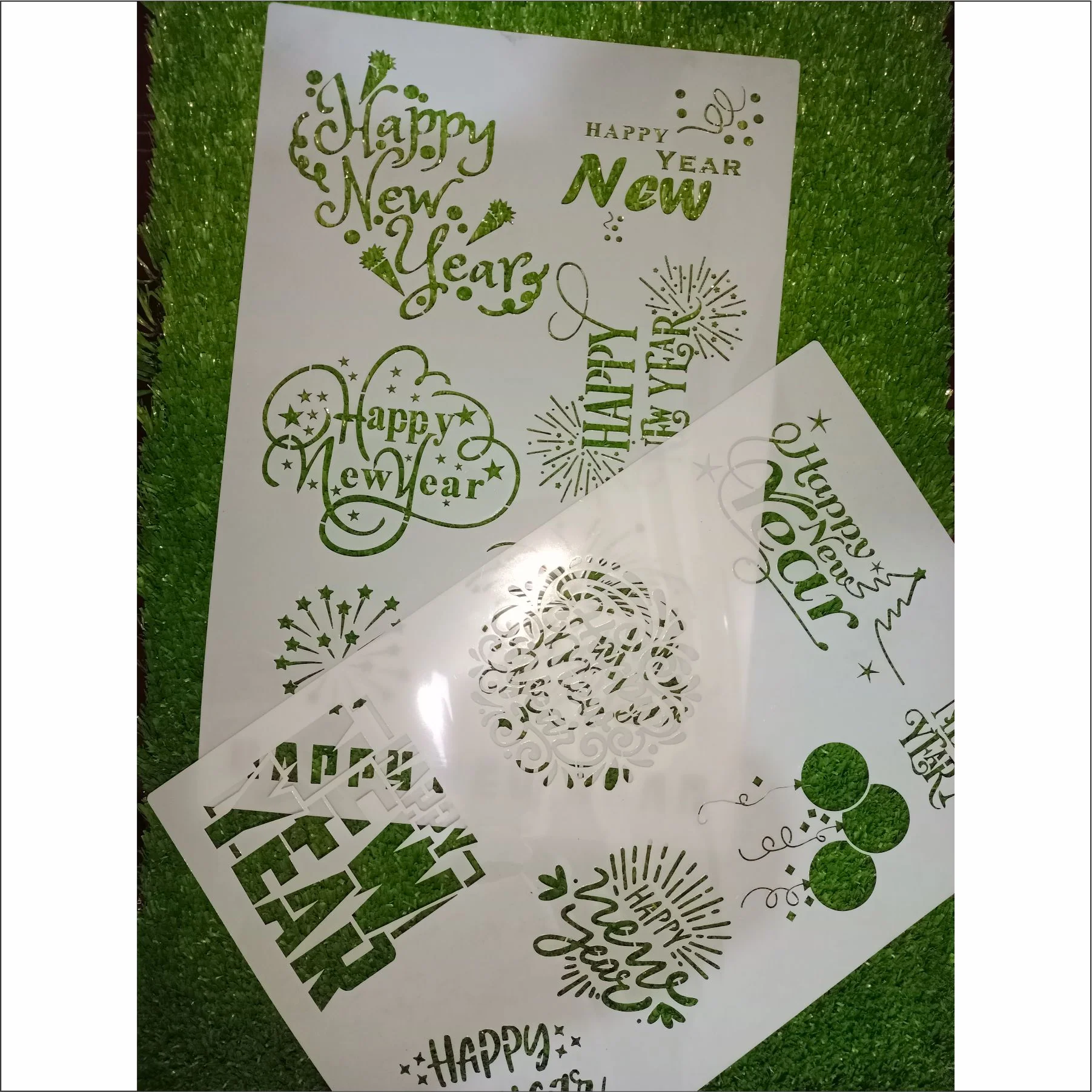 Happy New Year Stencil - Reusable Stencils for Painting - Create DIY Happy New Year Stars Decorative Paper Card Template. ID #584 - Image 10