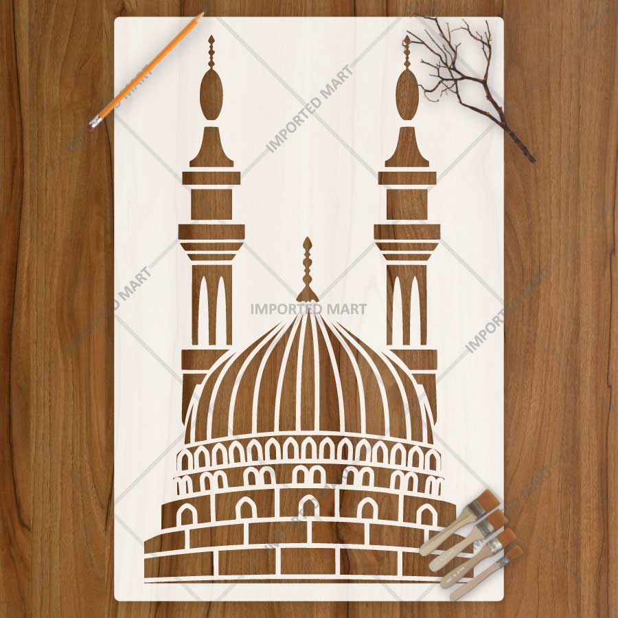 Harmony Mosque Stencil for Wall, Canvas, Wood & Islamic Décor Art – Reusable Mylar Design – ID# 778