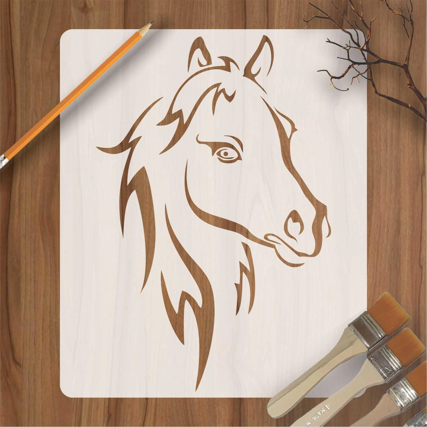 Horse Head Reusable Stencil for Canvas and wall painting.ID# 432