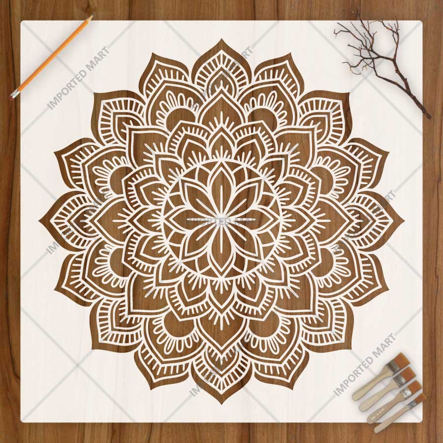 Imperial Floral Mandala Stencil for Wall, Floor & Furniture Art β Decorative Round Mandala Design β ID# 761