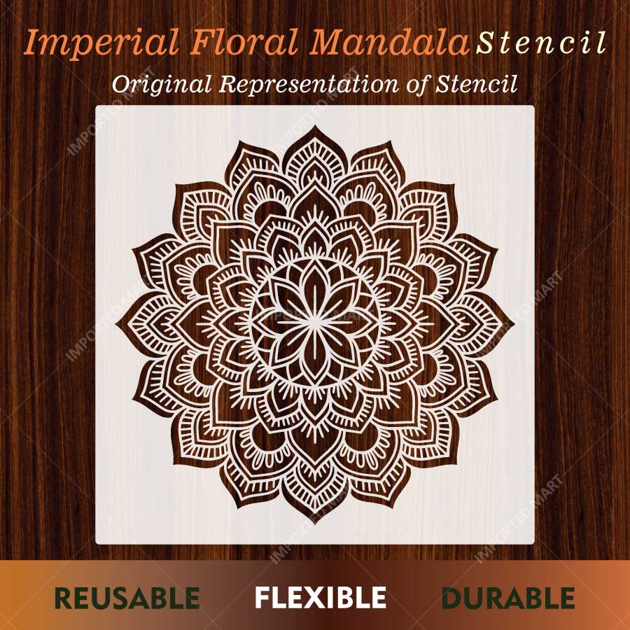Imperial Floral Mandala Stencil for Wall, Floor & Furniture Art β Decorative Round Mandala Design β ID# 761 - Image 2