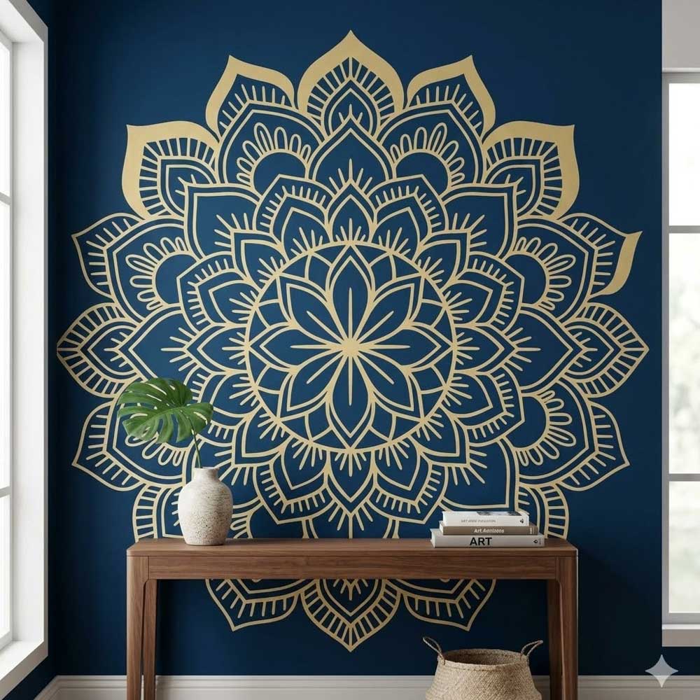 Imperial Floral Mandala Stencil for Wall, Floor & Furniture Art β Decorative Round Mandala Design β ID# 761 - Image 6