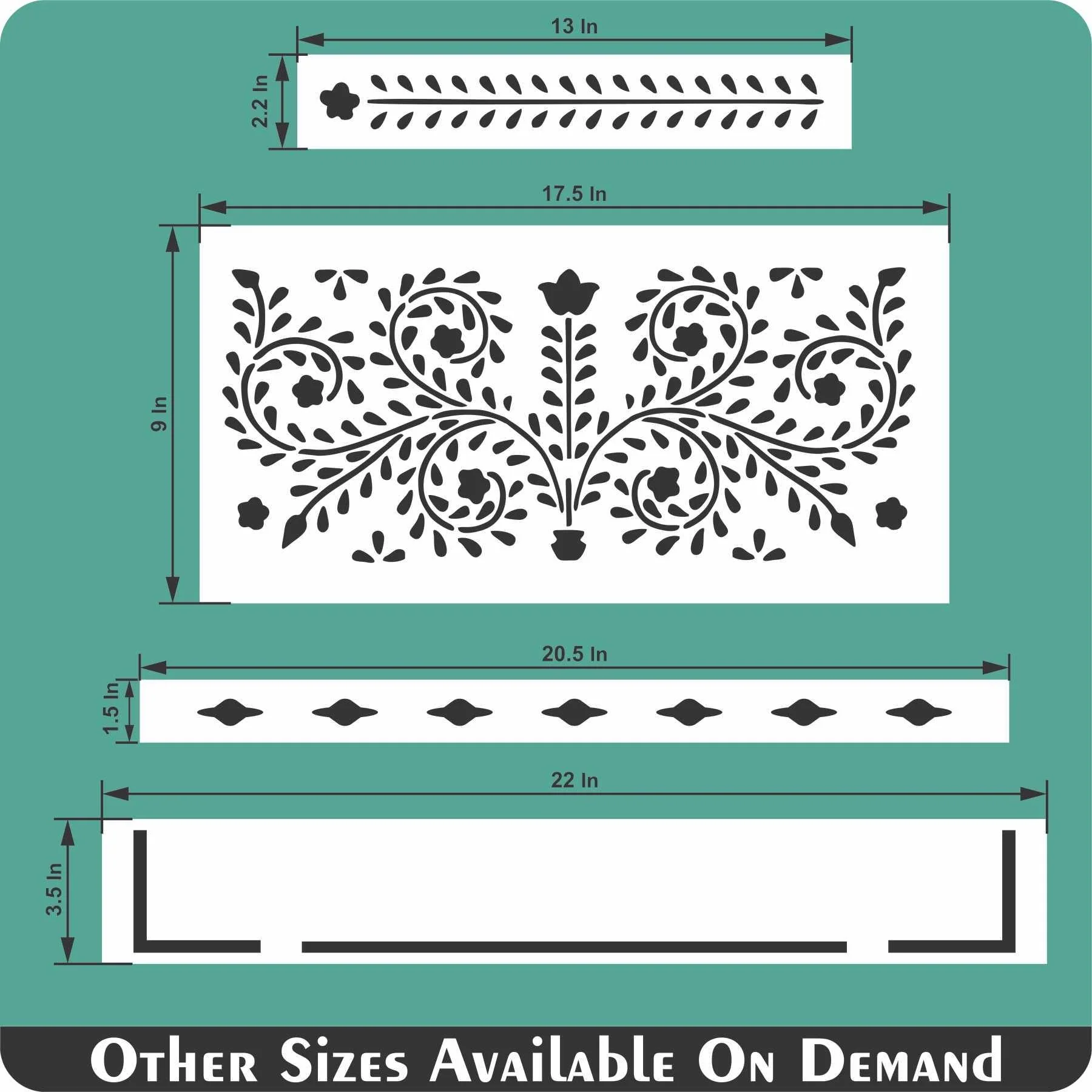 Indian Inlay (furniture and fabric) Reusable Stencil For Canvas And Wall Painting. ID #350 - Image 12