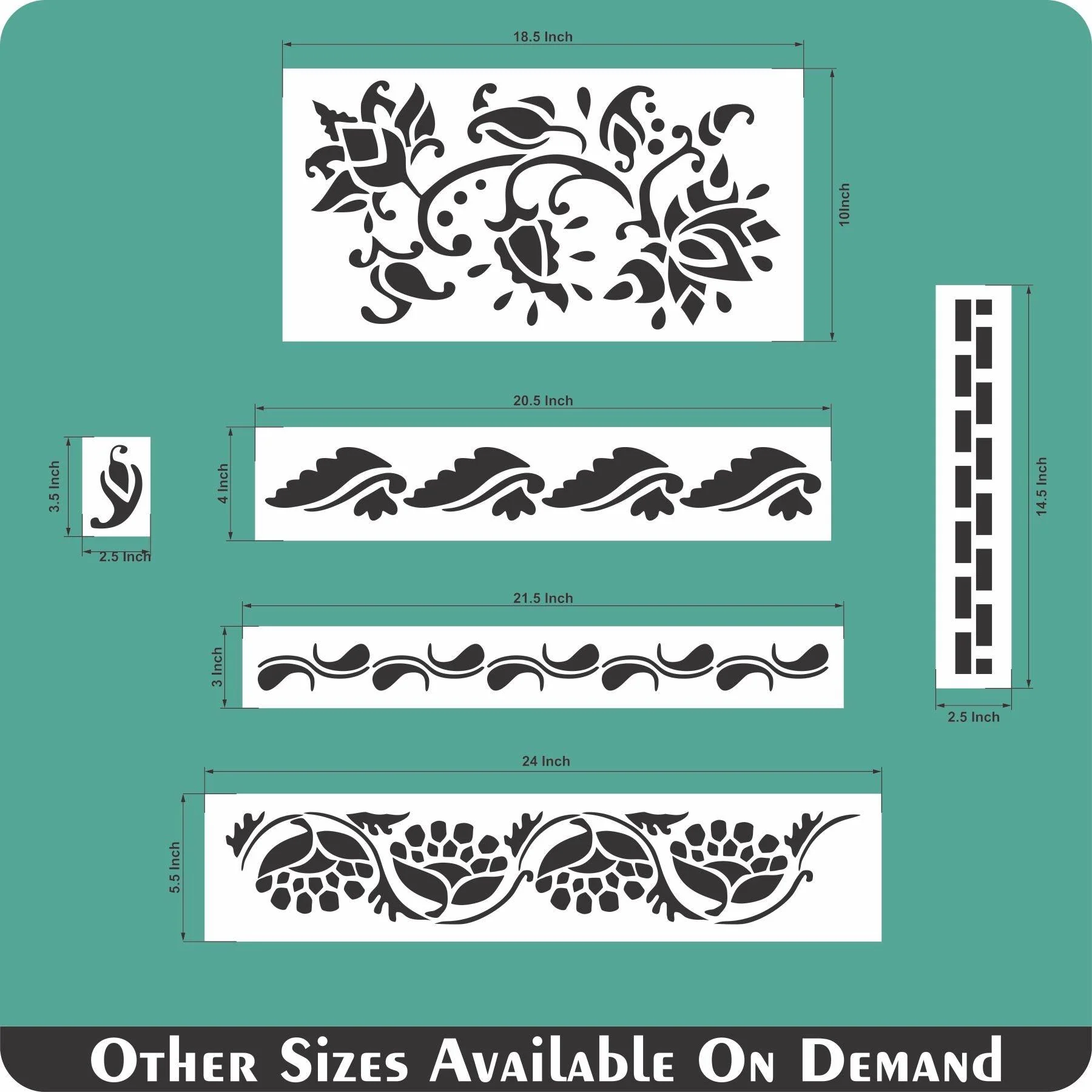 Indian Inlay (furniture and fabric) Reusable Stencil For Canvas And Wall Painting.ID #460 - Image 12