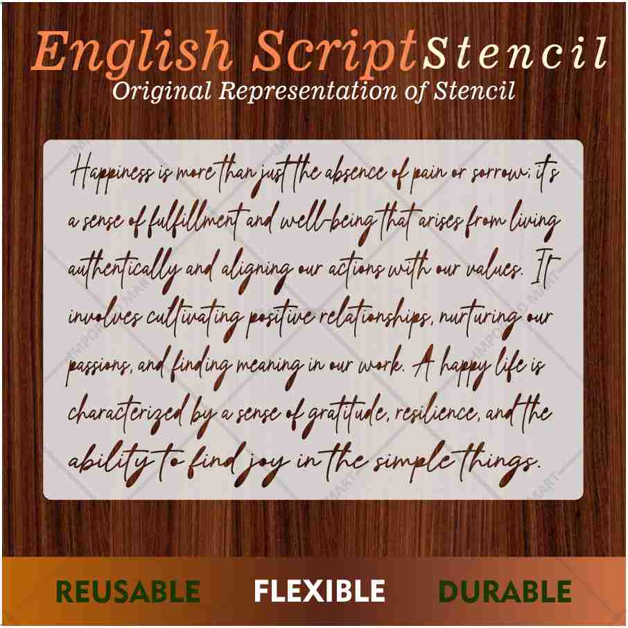 Inspirational Happiness Quote Calligraphy Stencil for Wall, Wood & Canvas Art β Motivational Text Design β ID# 695