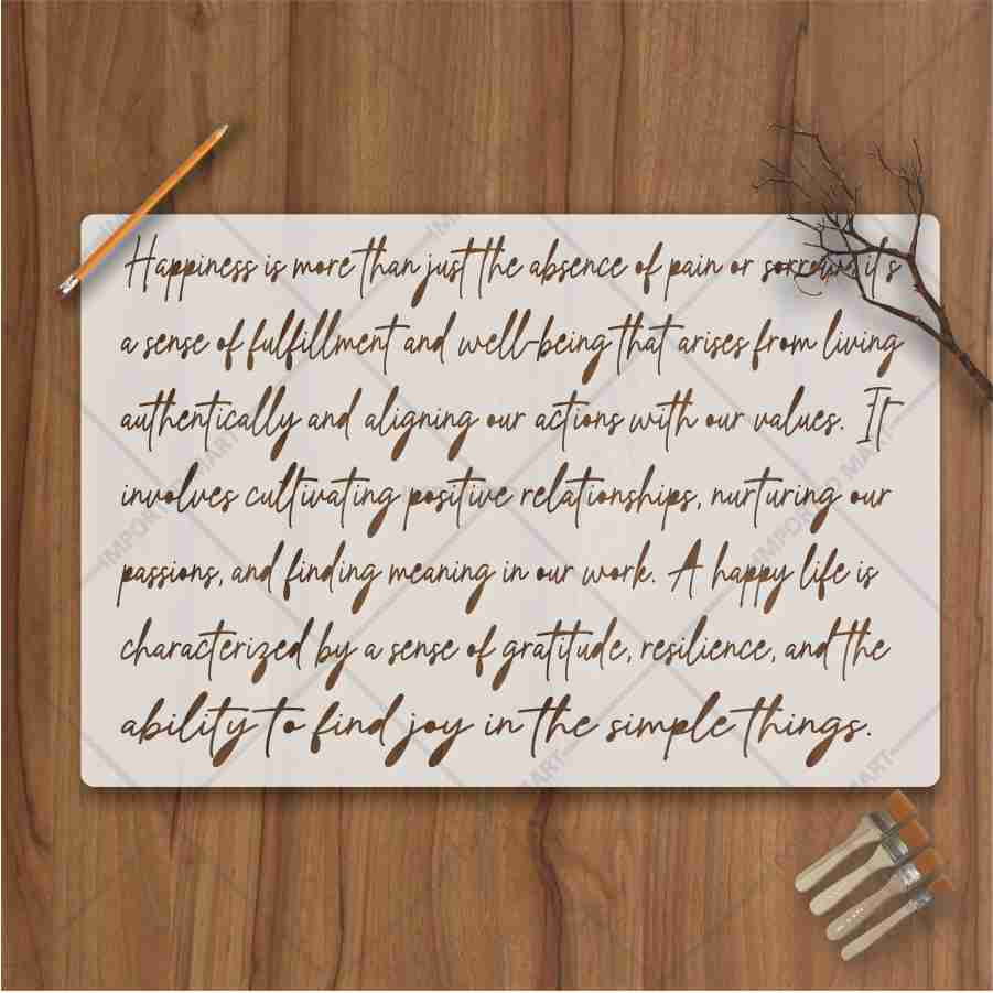 Inspirational Happiness Quote Calligraphy Stencil for Wall, Wood & Canvas Art β Motivational Text Design β ID# 695 - Image 2
